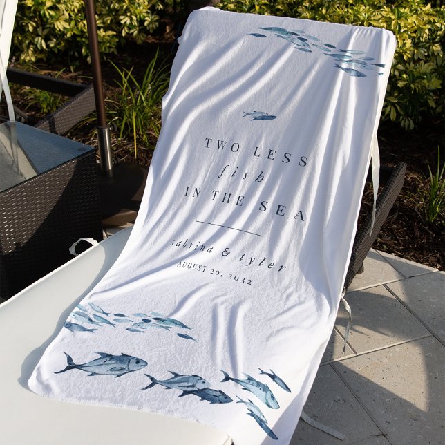 Two Less Fish in The Sea Wedding Favour Beach Towel (Creator Uploaded)