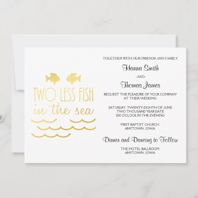 Two Less Fish in the Sea Wedding Invitation (Front)