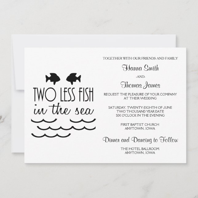 Two Less Fish in the Sea Wedding Invitation (Front)