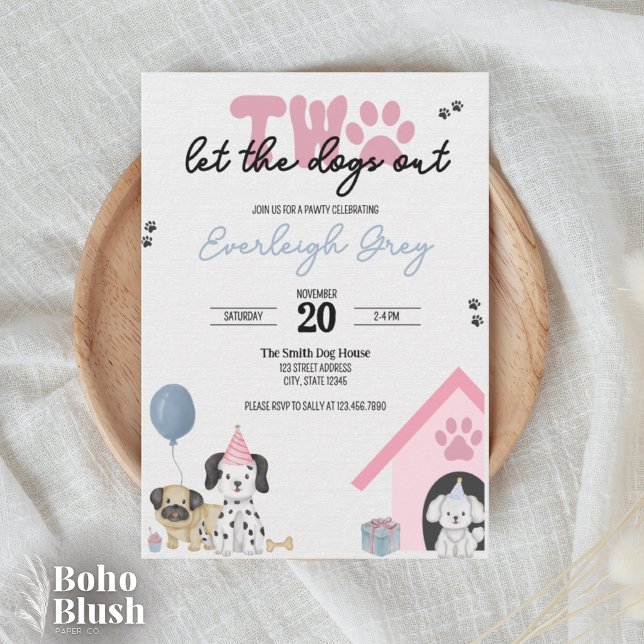 Two Let the Dogs Out | 2nd Birthday Invitation  (Creator Uploaded)