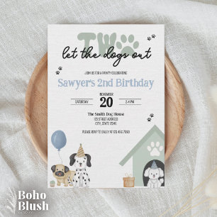 Two Let the Dogs Out 2nd Birthday Invitation