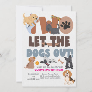 Two Let the Dogs Out Birthday Invitation
