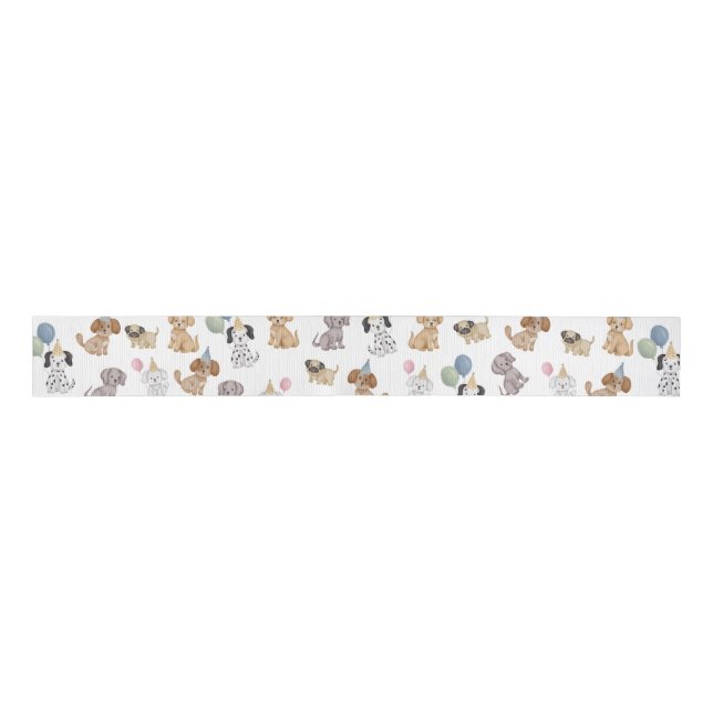Two Let the Dogs Out Puppy Party Ribbons Grosgrain Ribbon (Front)