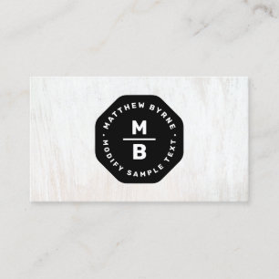 Two Letter Monogram Black Emblem Wood Business Card