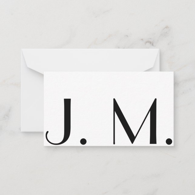 Two Letter Monogram Modern Black White Minimal Card (Front)