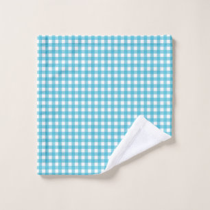 Two light blue and white chequered towels