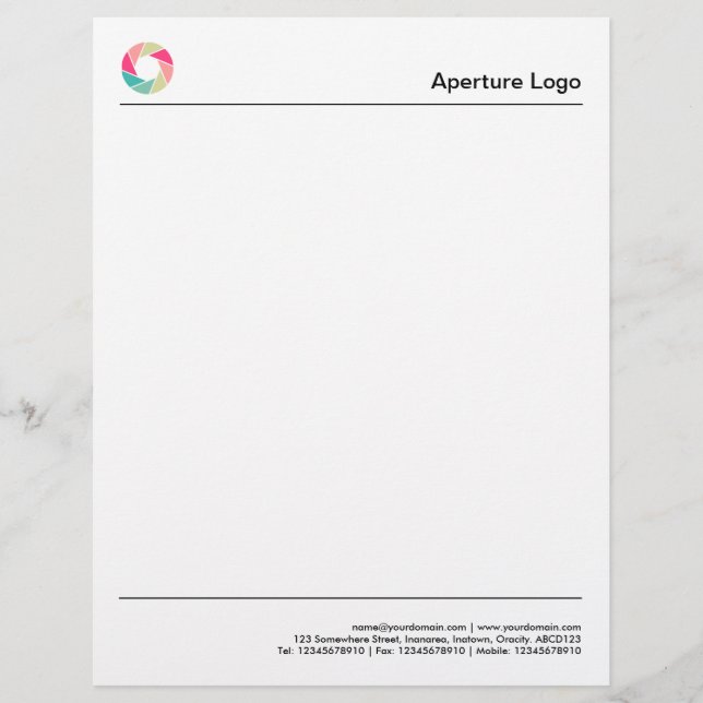 Two Lines - Colourful Aperture Logo Custom Letterhead (Front)