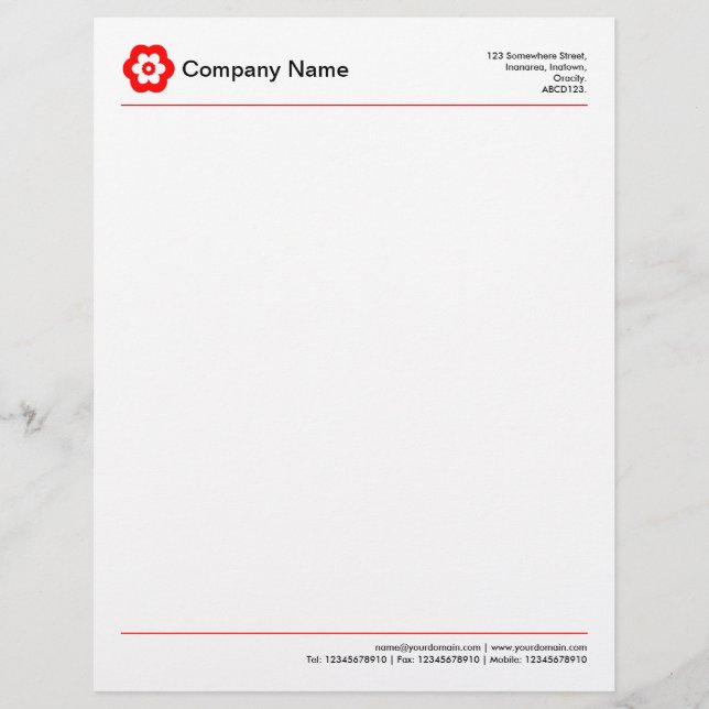 Two Lines v2 - Red Custom Letterhead (Front)