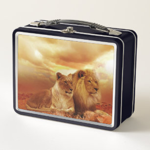 Two Lions Metal Lunch Box