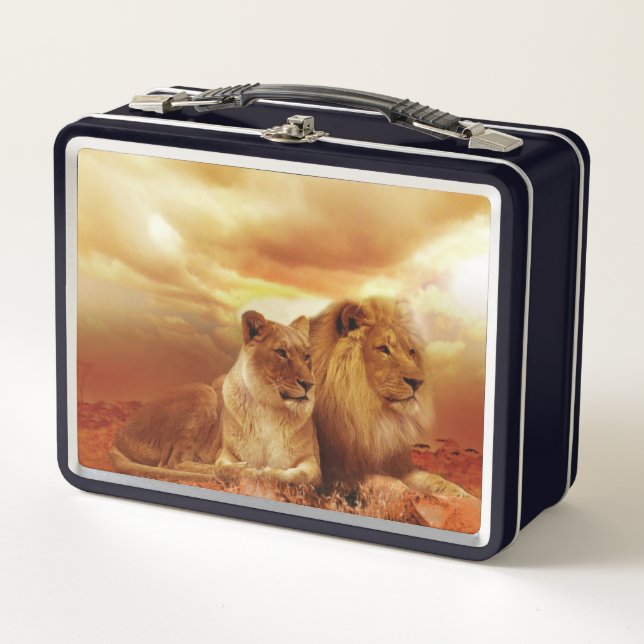 Two Lions Metal Lunch Box (Front)