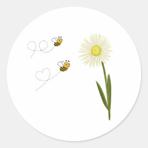 Two little and cute bees classic round sticker