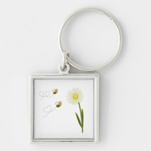 Two little and cute bees key ring