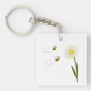 Two little and cute bees key ring