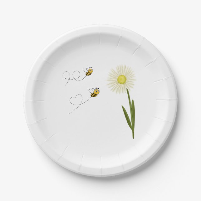 Two little and cute bees paper plate (Front)