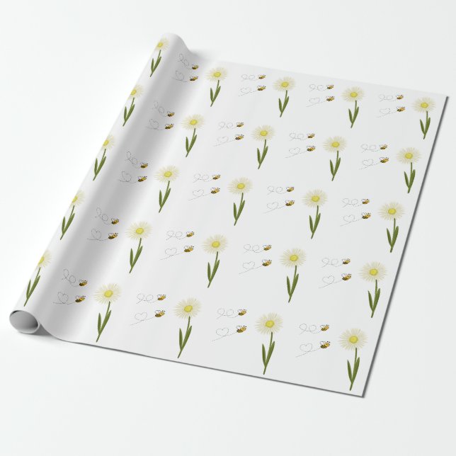 Two little and cute bees wrapping paper (Unrolled)