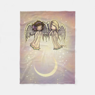 Two Little Angels on a Twinkling Night Art Fleece Blanket