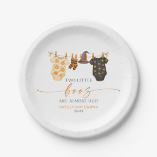 Two Little Boos Are Almost Due! Baby Shower Paper Plate
