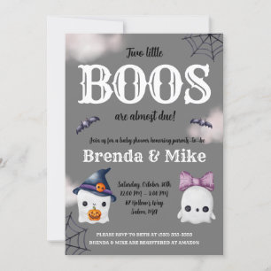 Two Little BOOS are almost Due! Ghost Baby Shower Invitation