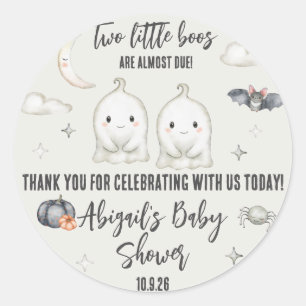 Two Little BOOS are almost Due! Halloween Shower Classic Round Sticker