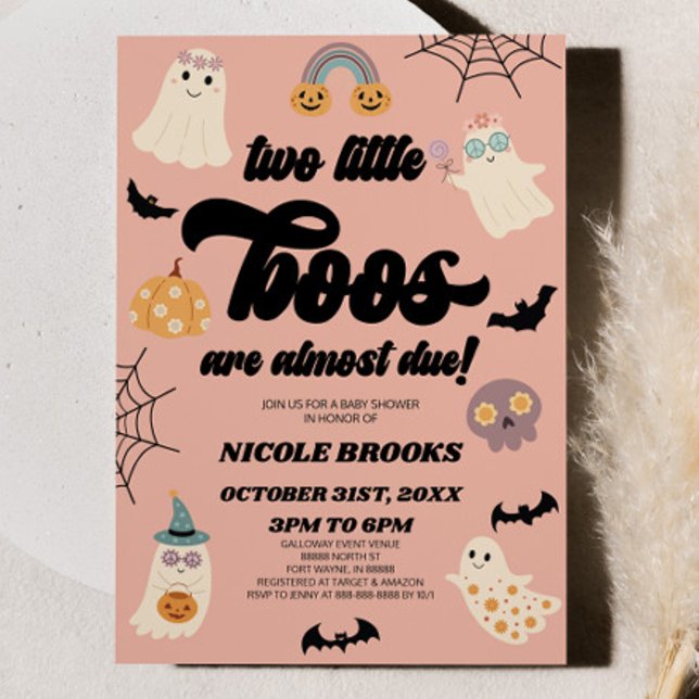 Two Little Boos Are Almost Due! Twins Baby Shower Invitation (Creator Uploaded)