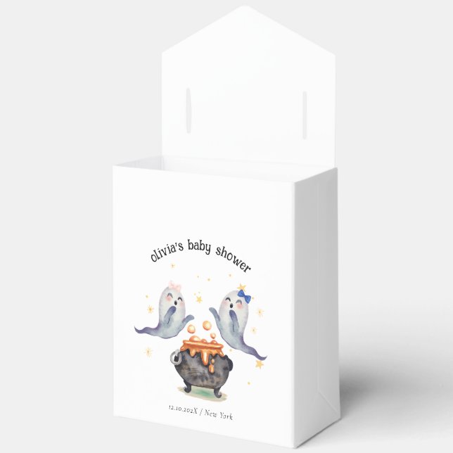 Two Little Boos Ghost Halloween Twins Baby Shower  Favour Box (Open)