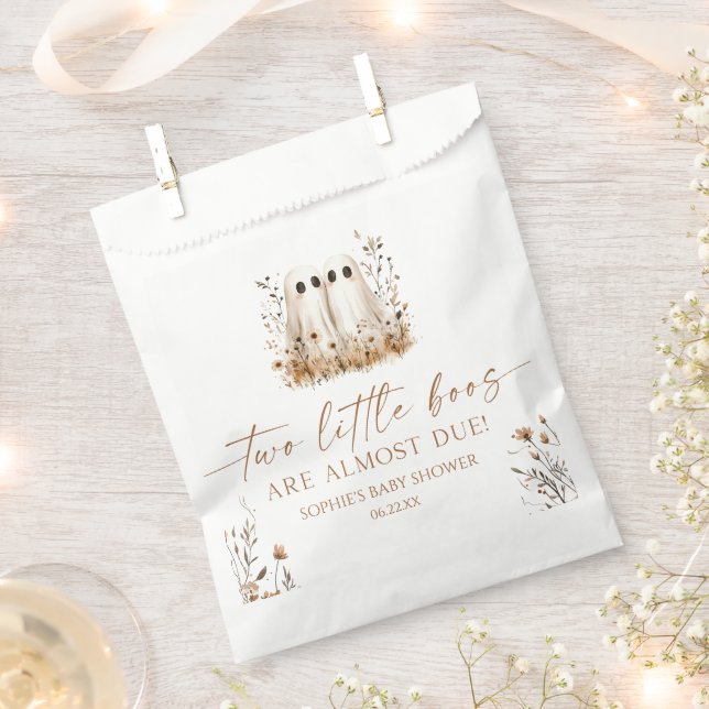 Two Little Boos Ghost Wildflower Twins Baby Shower Favour Bags (Clipped)