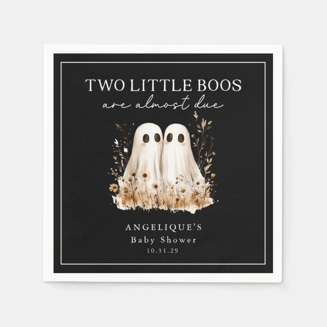 Two Little Boos Ghosts Wildflower Baby Shower  Napkin (Front)