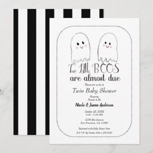 Two Little BOOS Twin Ghosts Halloween Baby Shower Invitation