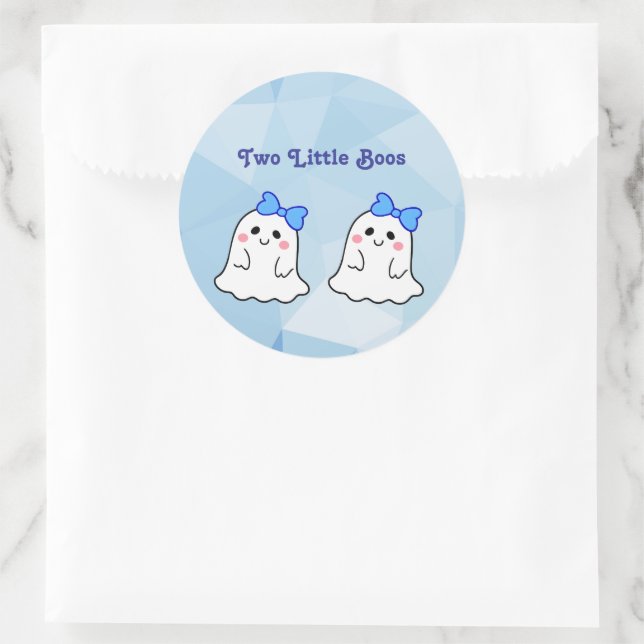 Two LIttle Boos Twin Halloween Theme Classic Round Sticker (Bag)