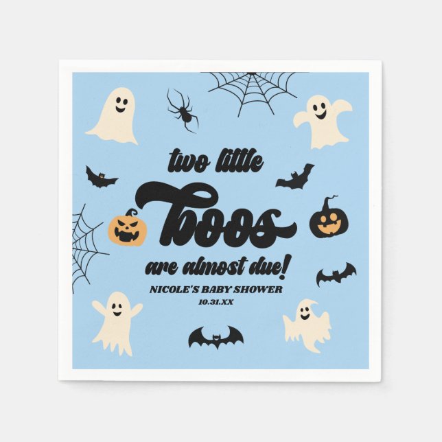 Two Little Boos Twins Halloween Baby Shower Napkin (Front)