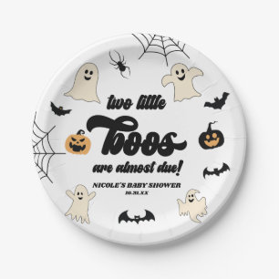 Two Little Boos Twins Halloween Baby Shower Paper Plate