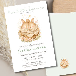 Two Little Bunnies Are On The Way Baby Shower Flyer