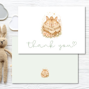Two Little Bunnies Twin Baby Shower Thank You Card