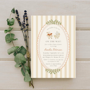 Two Little Chicks Twins Baby Shower Watercolor  Invitation