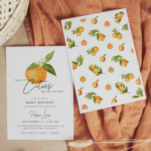 Two little Cutie Twin Baby Shower Oranges  Invitation