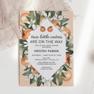 Two Little Cuties Are On The Way Twin Baby Shower Invitation