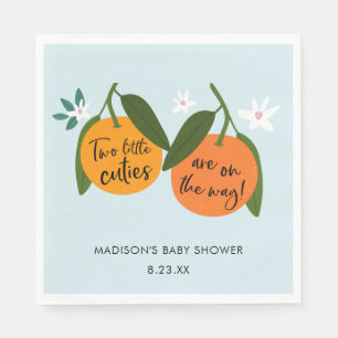 Two Little Cuties are on The Way Twin Orange Napkin