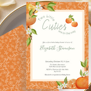 Two Little Cuties On The Way Twins Baby Shower  Invitation