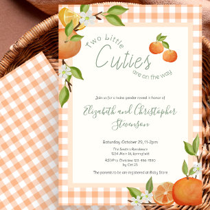 Two Little Cuties On The Way Twins Gender Reveal Invitation