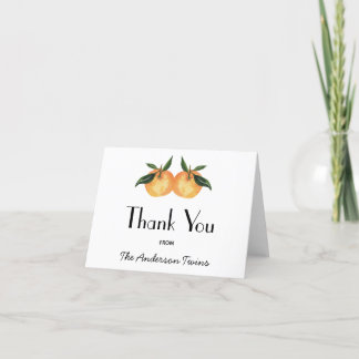 Two Little Cuties Twin Baby Shower Thank You Card