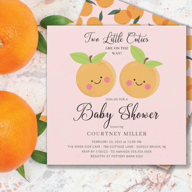 Two Little Cuties Twins Baby Shower Invitation (Creator Uploaded)