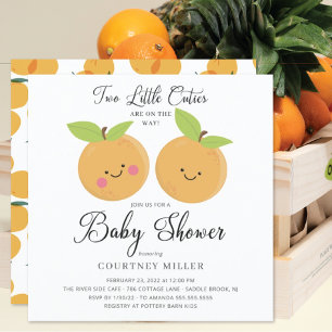 Two Little Cuties Twins Baby Shower Invitation