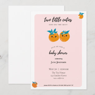 Two Little Cuties Twins Baby Shower Invitation
