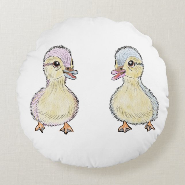 Two Little Ducks  Round Cushion (Front)