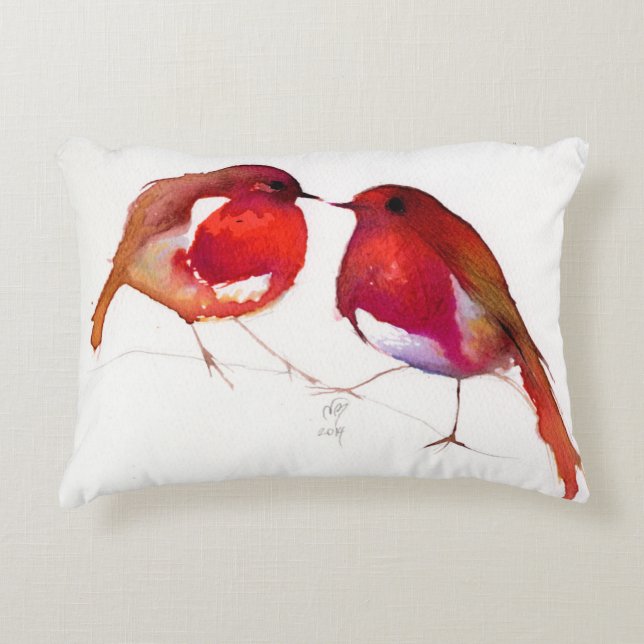 Two Little Ink Birds 2014 Decorative Cushion (Front)