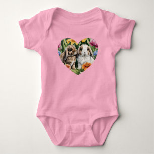 Two Little Lop Bunny rabbits Baby Bodysuit