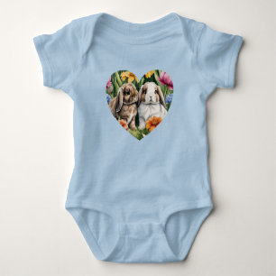 Two Little Lop Bunny rabbits Baby Bodysuit