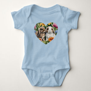 Two Little Lop Bunny rabbits Baby Bodysuit