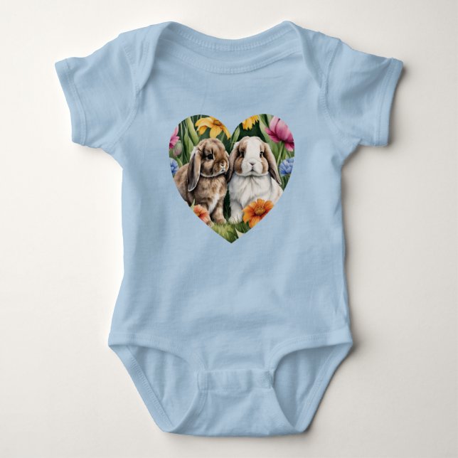 Two Little Lop Bunny rabbits Baby Bodysuit (Front)