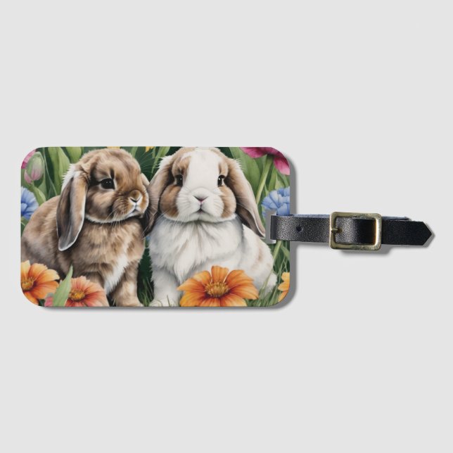 Two Little Lop Bunny rabbits Luggage Tag (Front Horizontal)